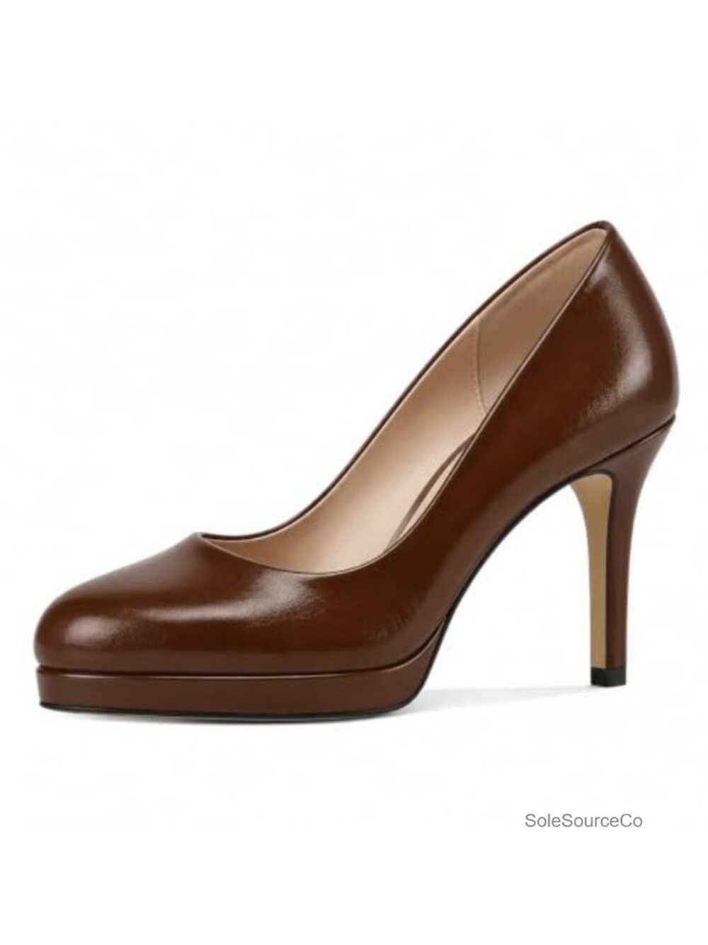 Mettesally Women's Platform Pump Heels Faux Leather Closed Toe 3.5" Heel